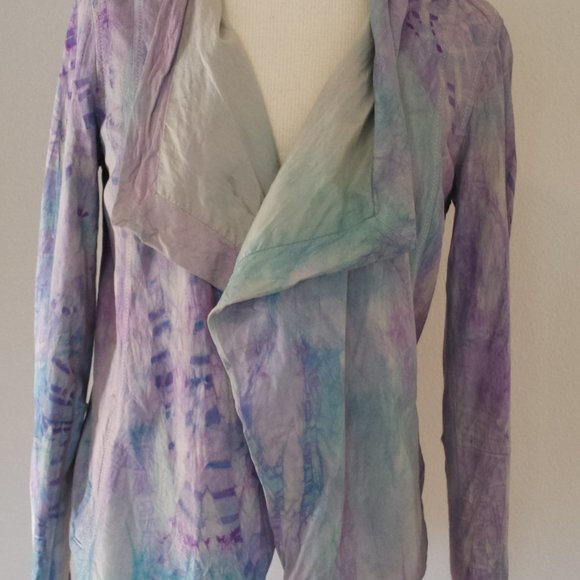 Vince crossover leather jacket pink white blue purple gray ivory 8 10 12 med L